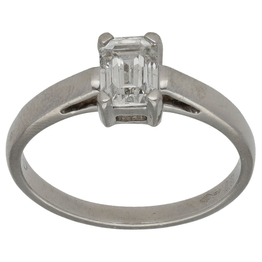 Platinum 0.91ct Diamond Solitaire Ring Size N