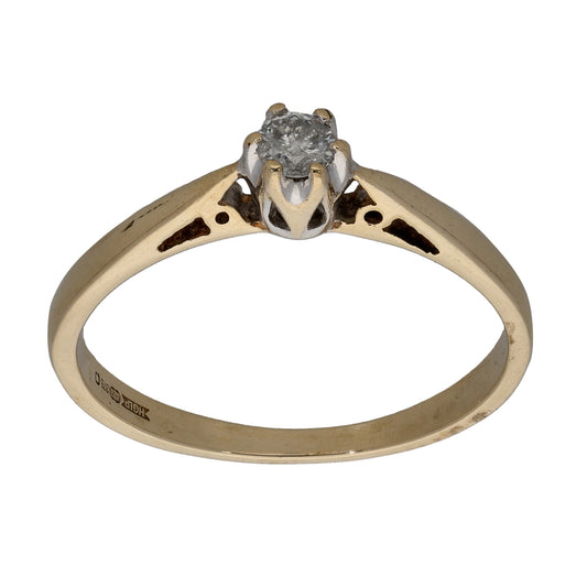 9ct Gold 0.10ct Diamond Solitaire Ring Size P