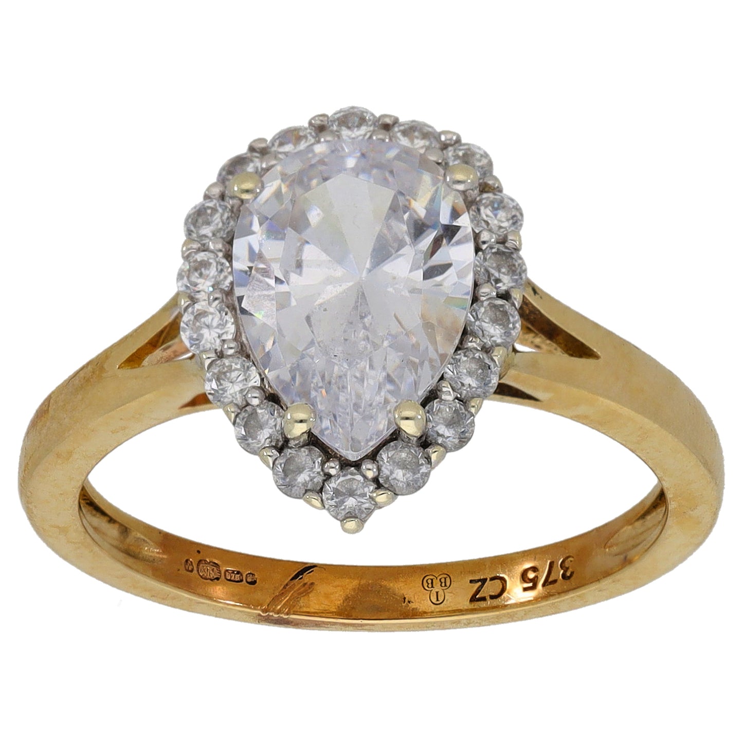 9ct Gold Cubic Zirconia Dress/Cocktail Ring Size N