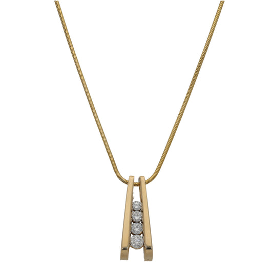14ct Gold 1.55ct Diamond Dress/Cocktail Pendant With Chain