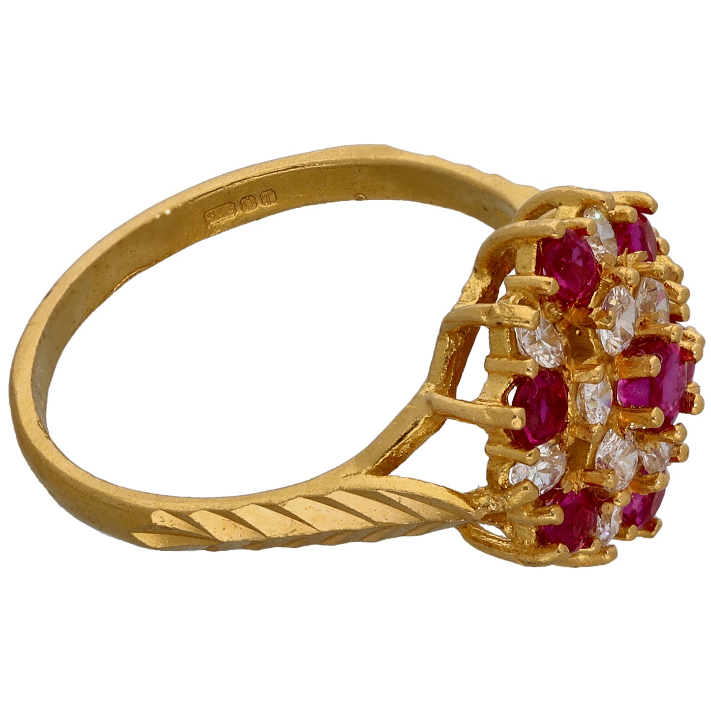 22ct Gold Imitation Gems Dress/Cocktail Ring Size O