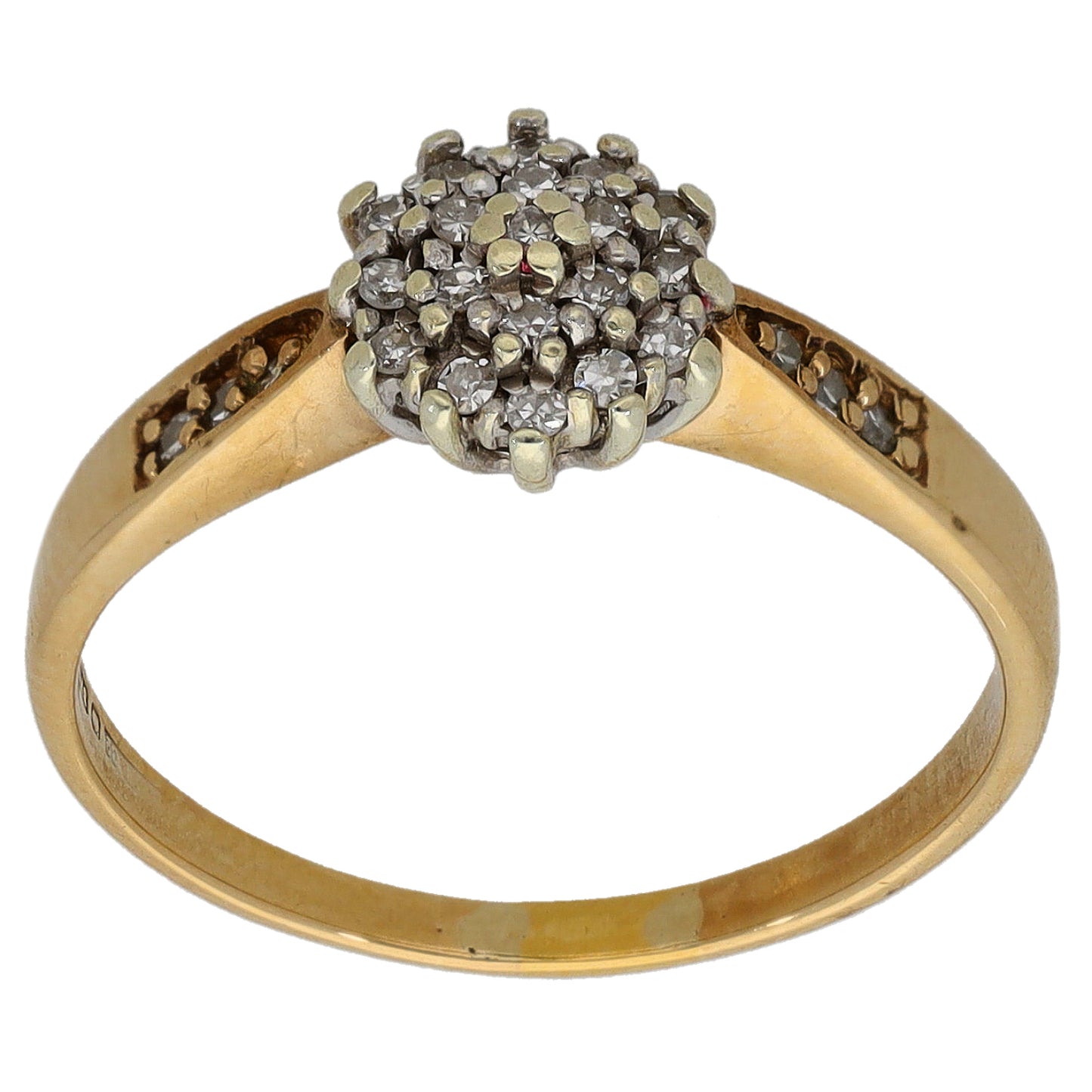 9ct Gold 0.14ct Diamond Cluster Ring Size N