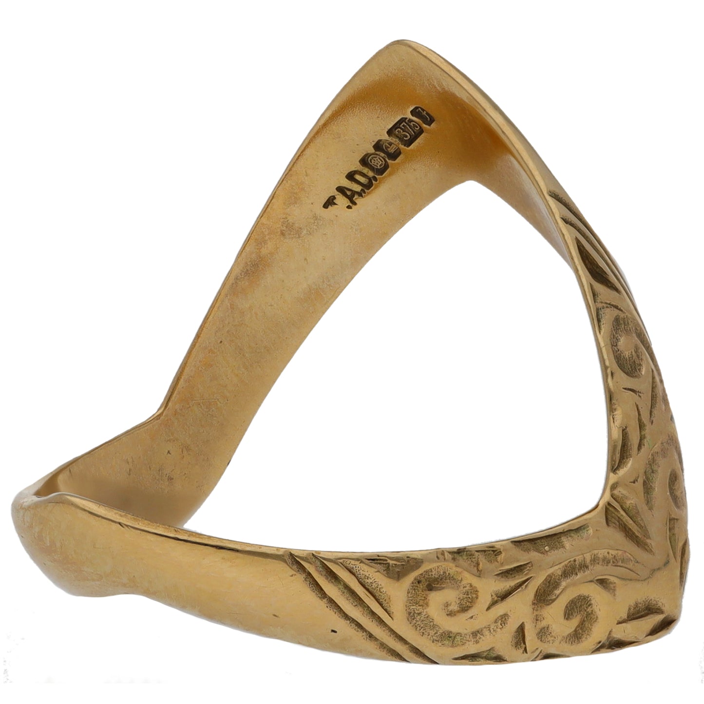 9ct Gold Wishbone Ring Size P