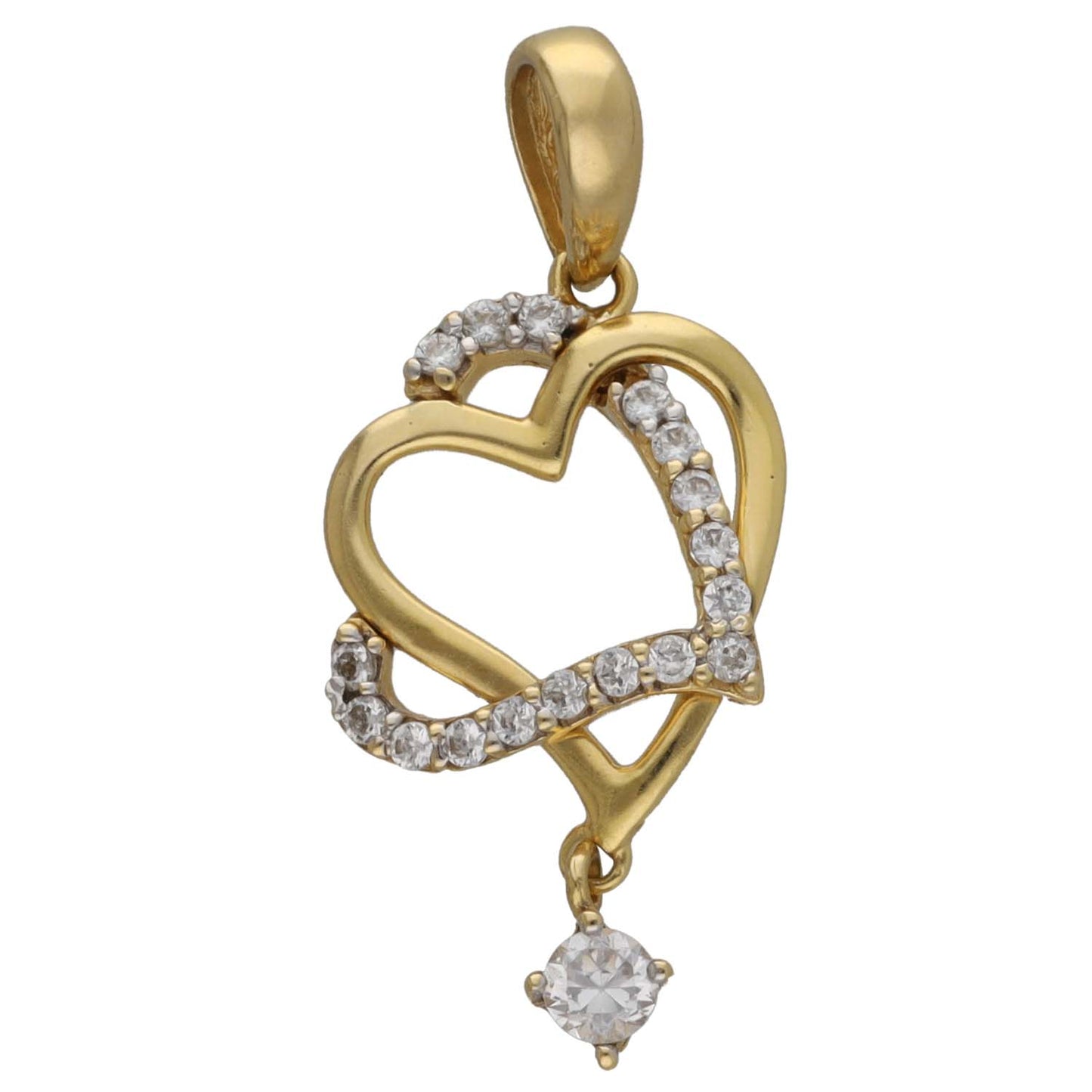 18ct Gold Cubic Zirconia Heart Pendant