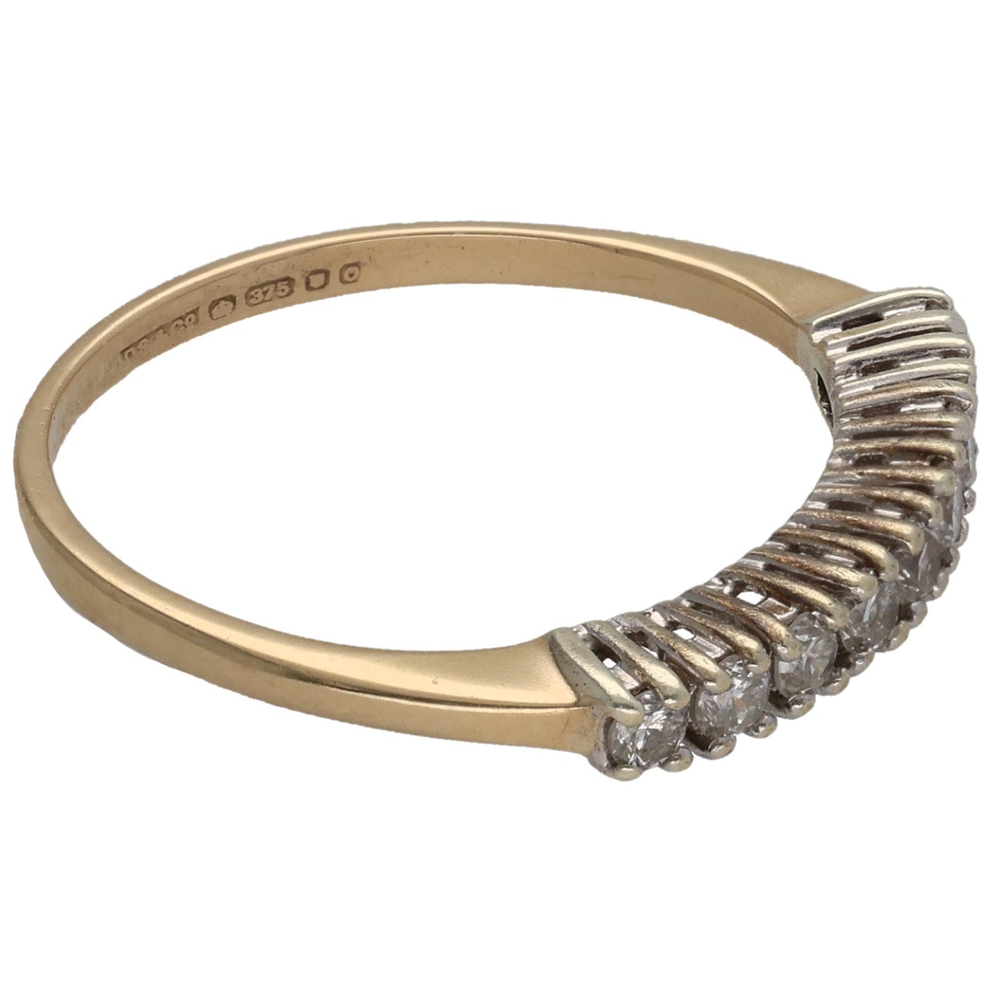 9ct Gold 0.18ct Diamond Half Eternity Ring Size N