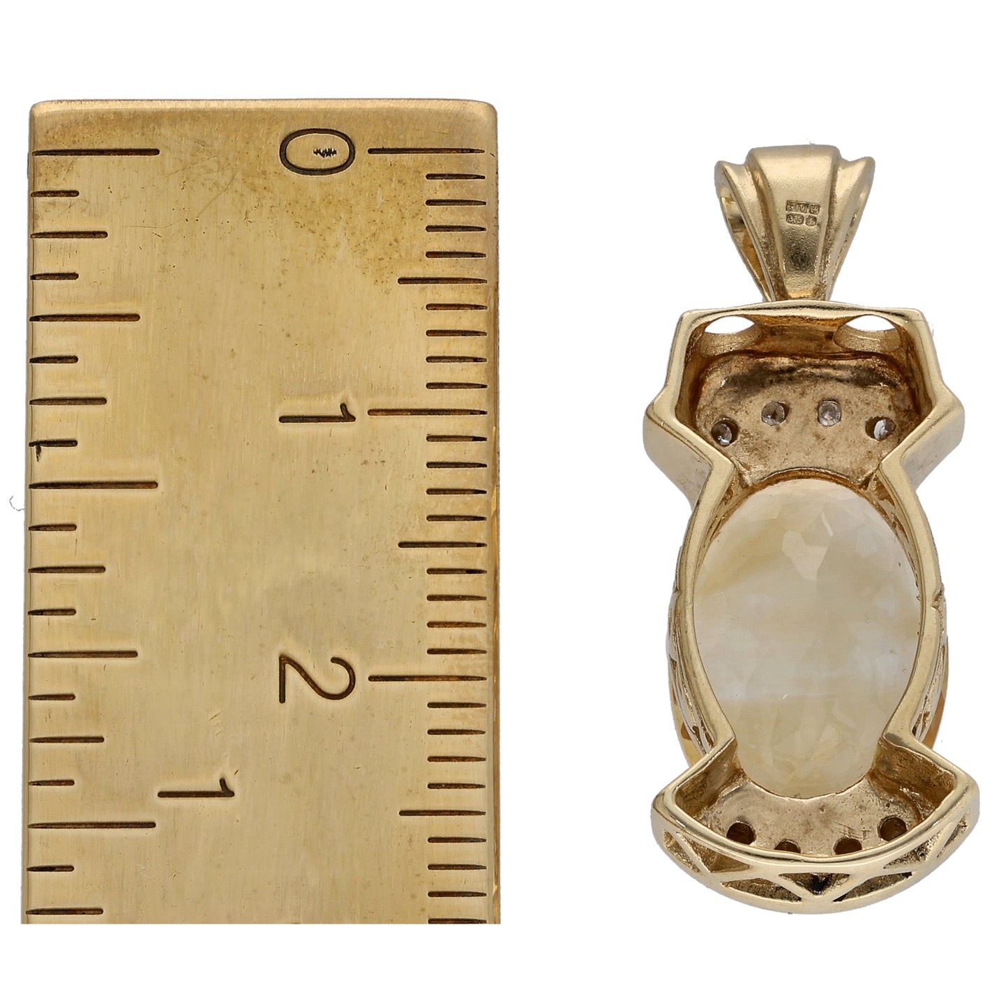 9ct Gold Citrine & 0.05ct Diamond Dress/Cocktail Pendant