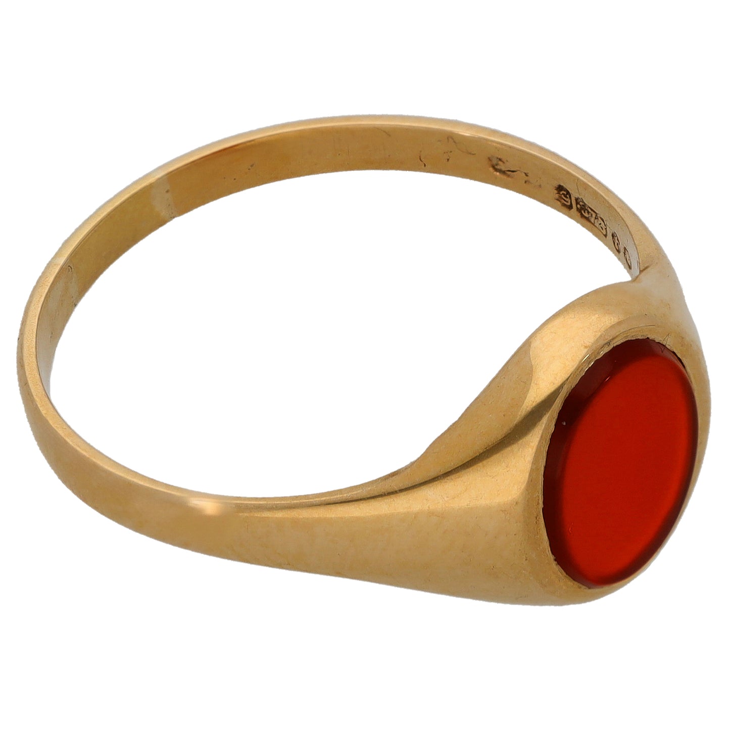 9ct Gold Carnelian Single Stone Signet Ring Size X