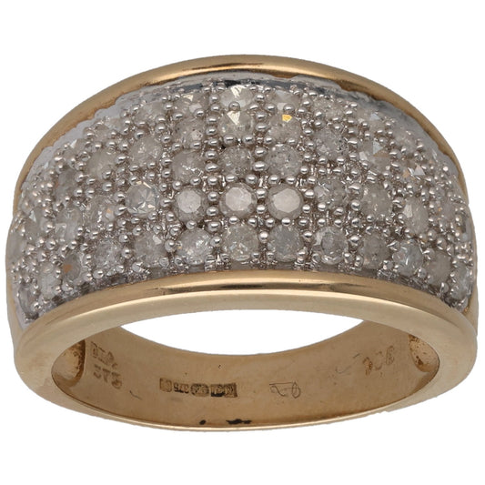 9ct gold dress ring with round diamond pavé band, size M