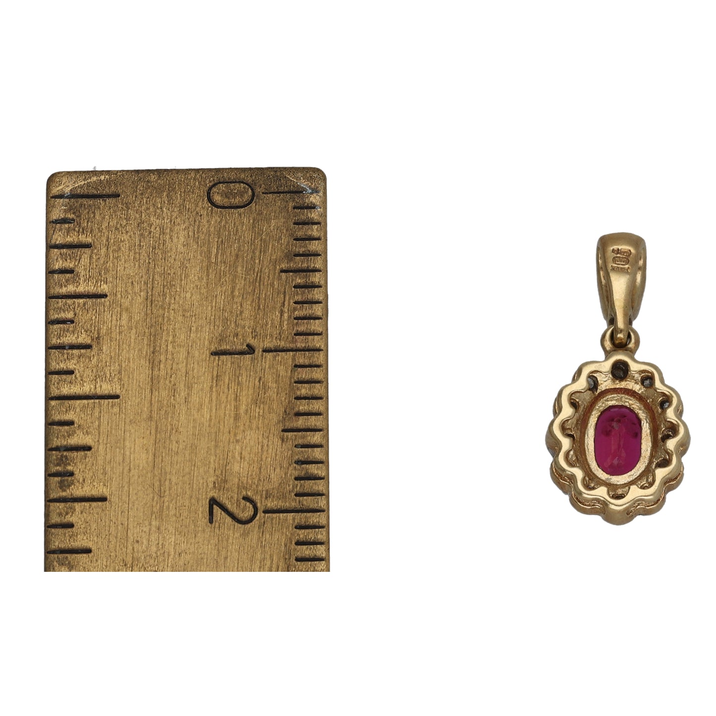 9ct Gold Ruby & 0.06ct Diamond Dress/Cocktail Pendant