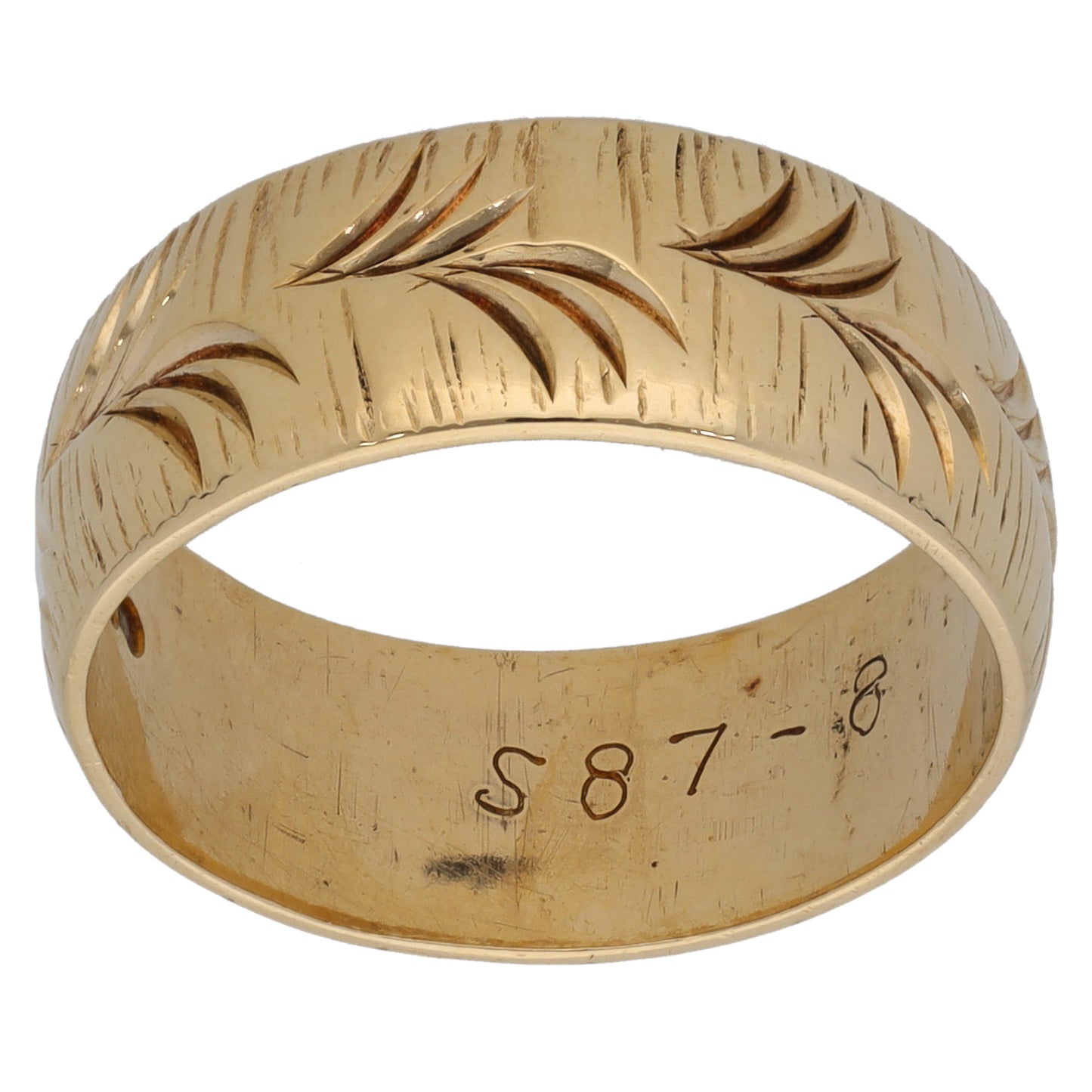 9ct Gold Patterned Wedding Ring Size P