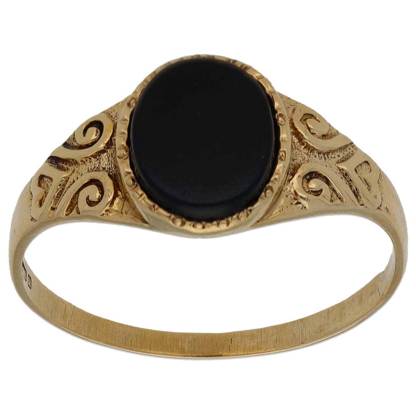 9ct Gold Onyx Single Stone Signet Ring Size V