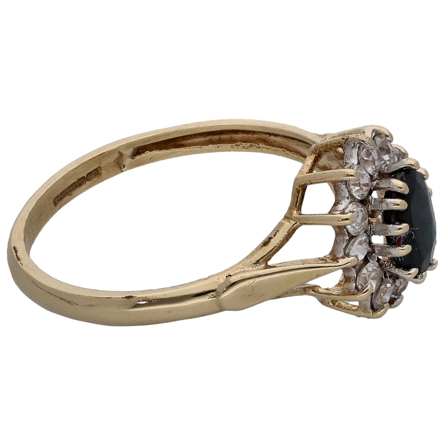 9ct Gold Sapphire & Cubic Zirconia Dress/Cocktail Ring Size M