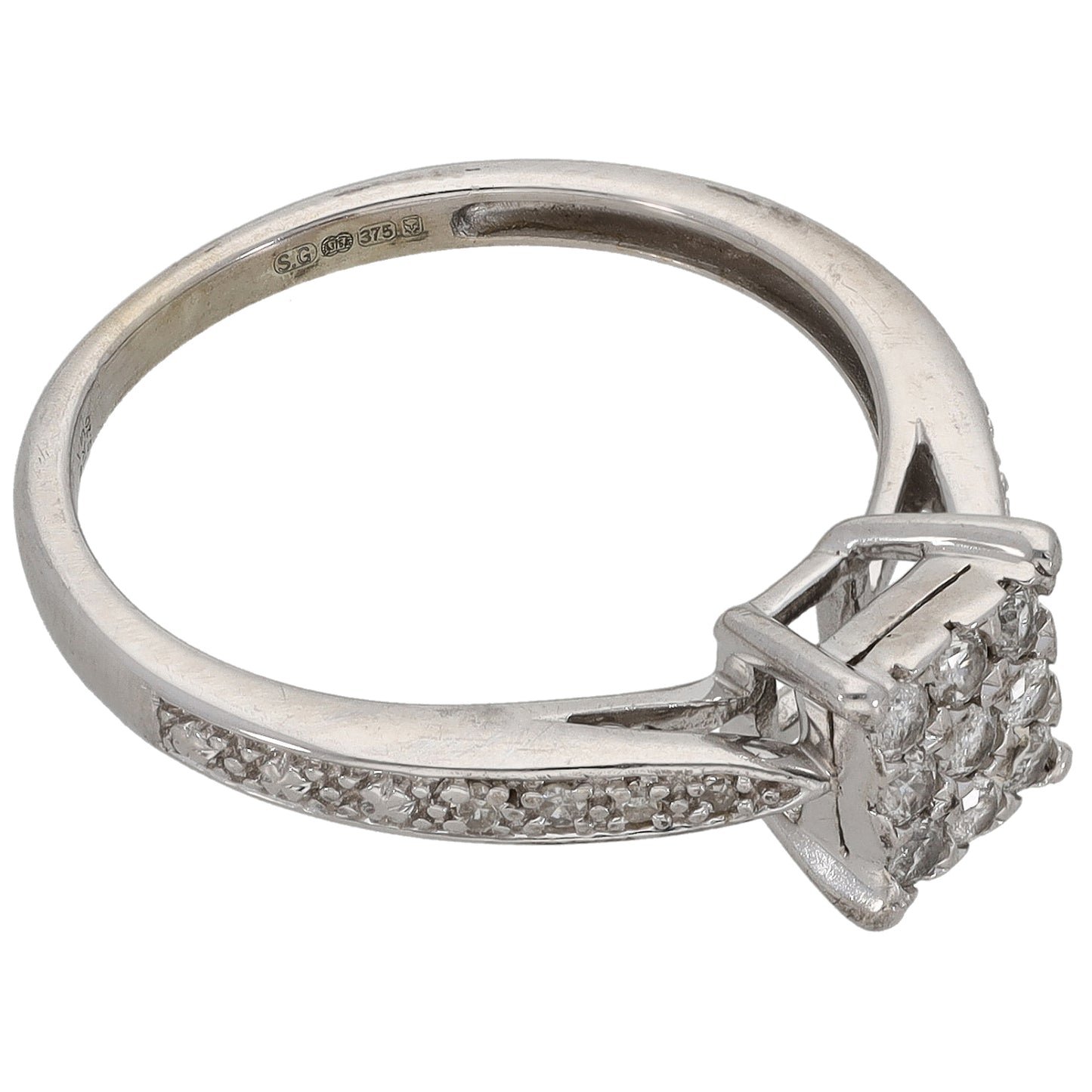 9ct White Gold 0.20ct Diamond Dress/Cocktail Ring Size N