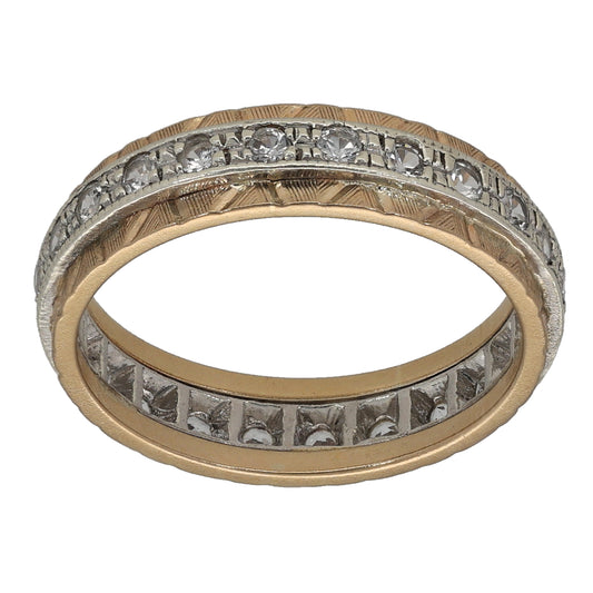 9ct Bicolour Gold Cubic Zirconia Eternity Ring Size N