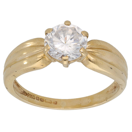9ct Gold Cubic Zirconia Single Stone Ring Size L