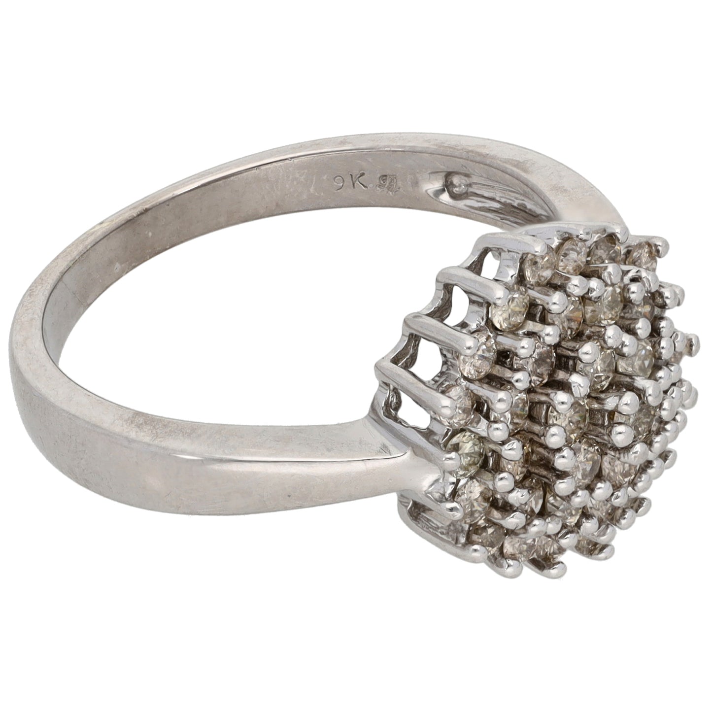 9ct White Gold 0.74ct Diamond Cluster Ring Size U