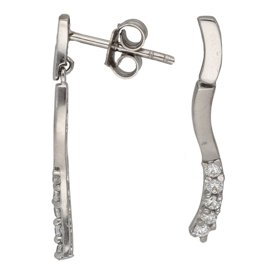14ct White Gold Cubic Zirconia Drop Earrings