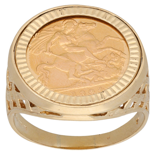 9ct Gold Coin Ring Size X