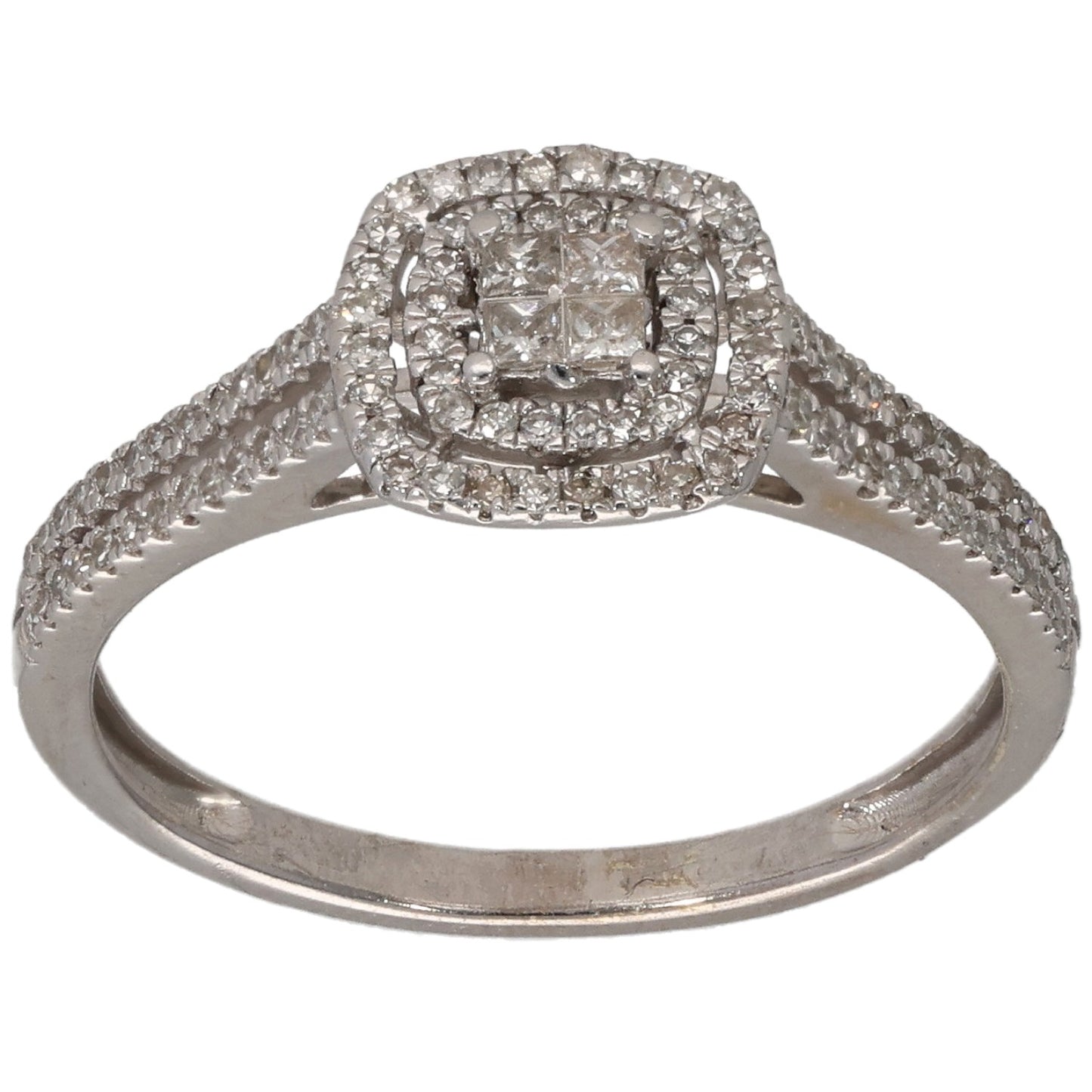 9ct White Gold 0.33ct Diamond Dress/Cocktail Ring Size P