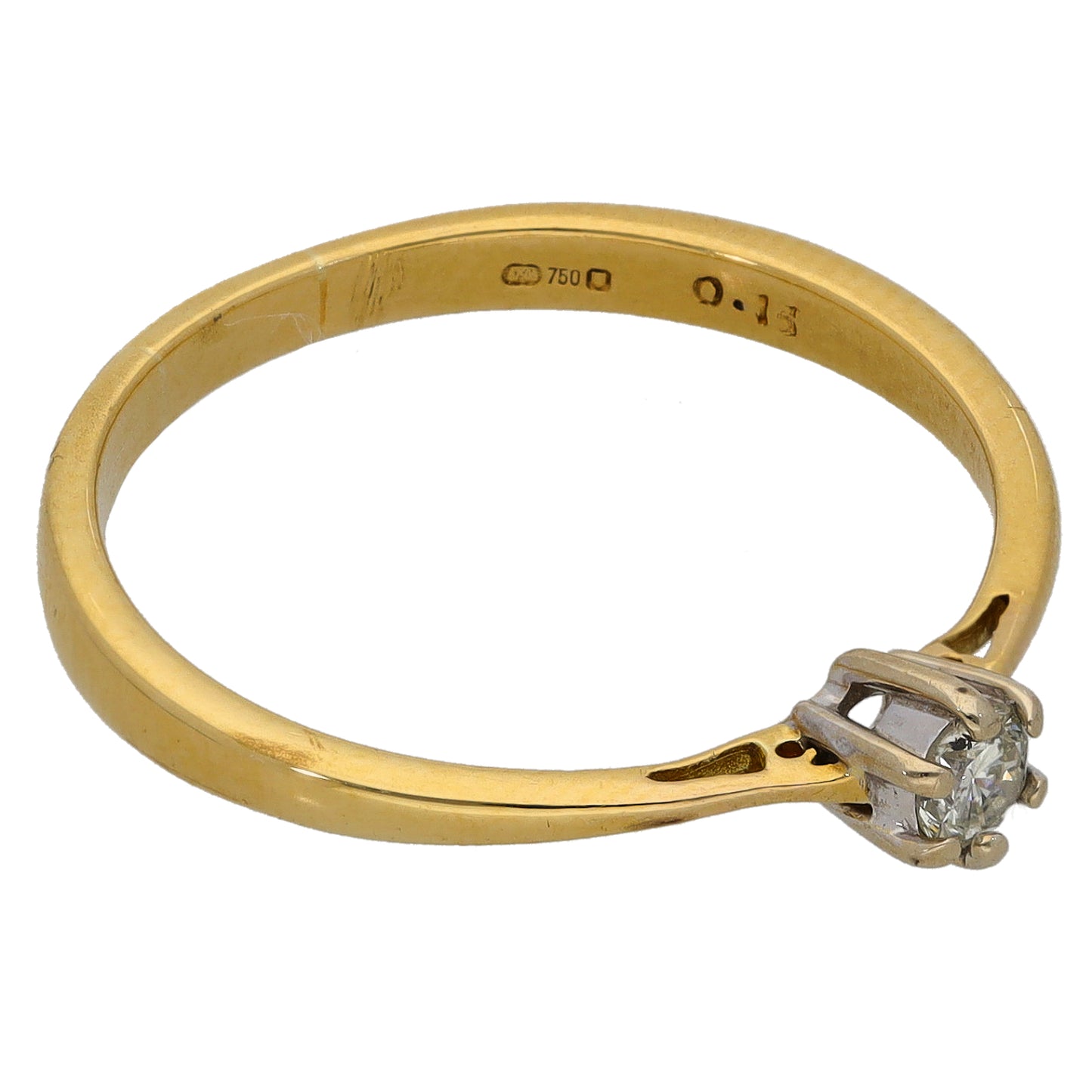 18ct Gold 0.15ct Diamond Solitaire Ring Size R