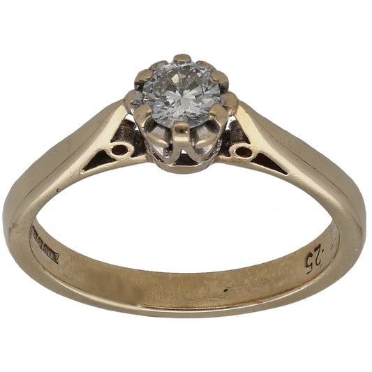 9ct Gold 0.25ct Diamond Solitaire Ring Size L