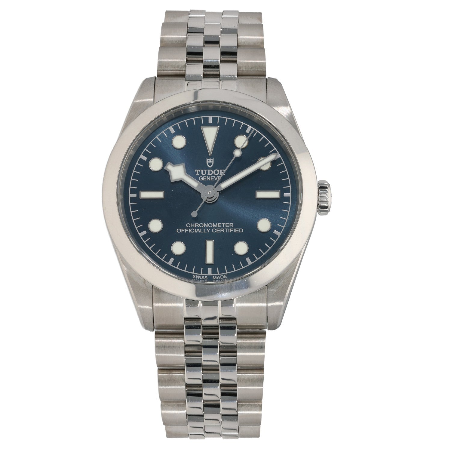 Tudor Vintage 79640 Stainless steel wristwatch with blue dial, baton markers, Tudor logo, bracelet