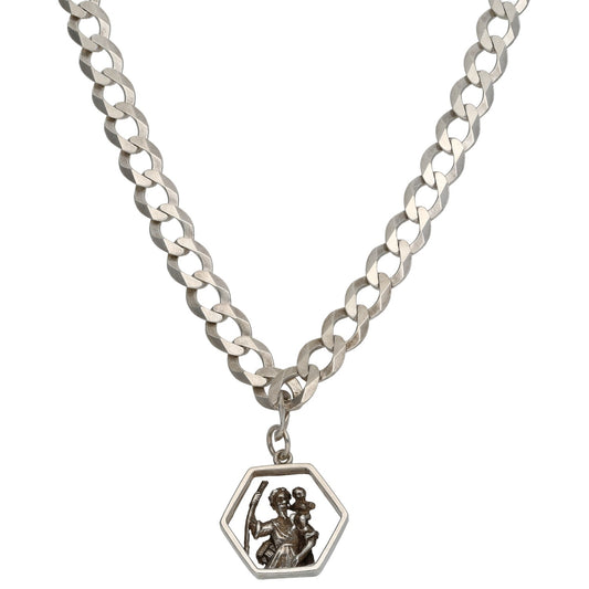Sterling Silver St Christopher Pendant With Chain