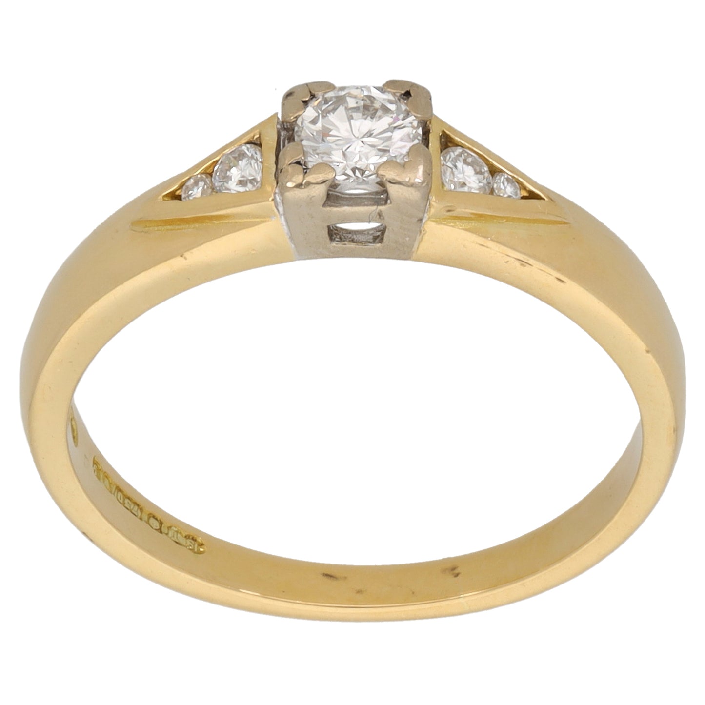 18ct Gold 0.29ct Diamond Solitaire Ring With Accent Stones Size P