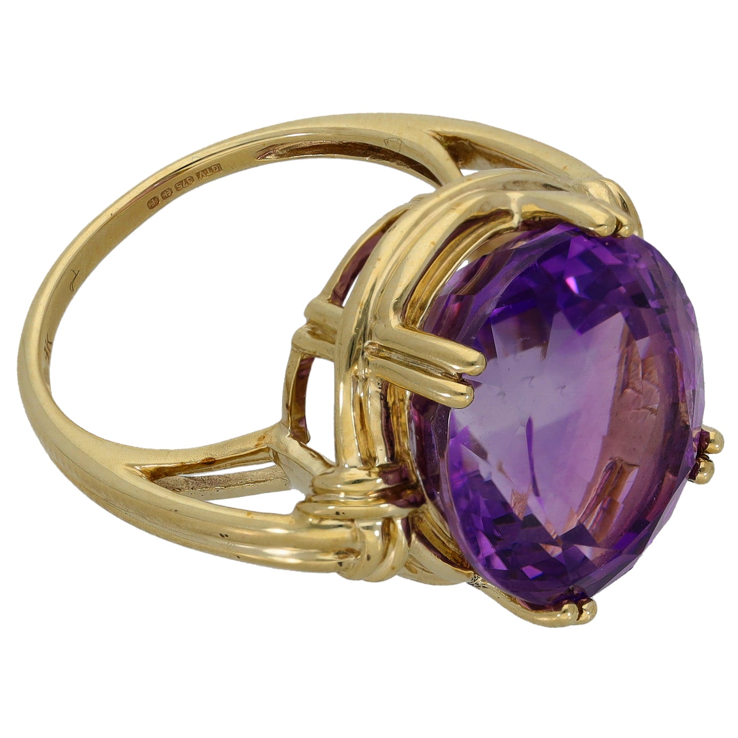 9ct Gold Amethyst Single Stone Ring Size N