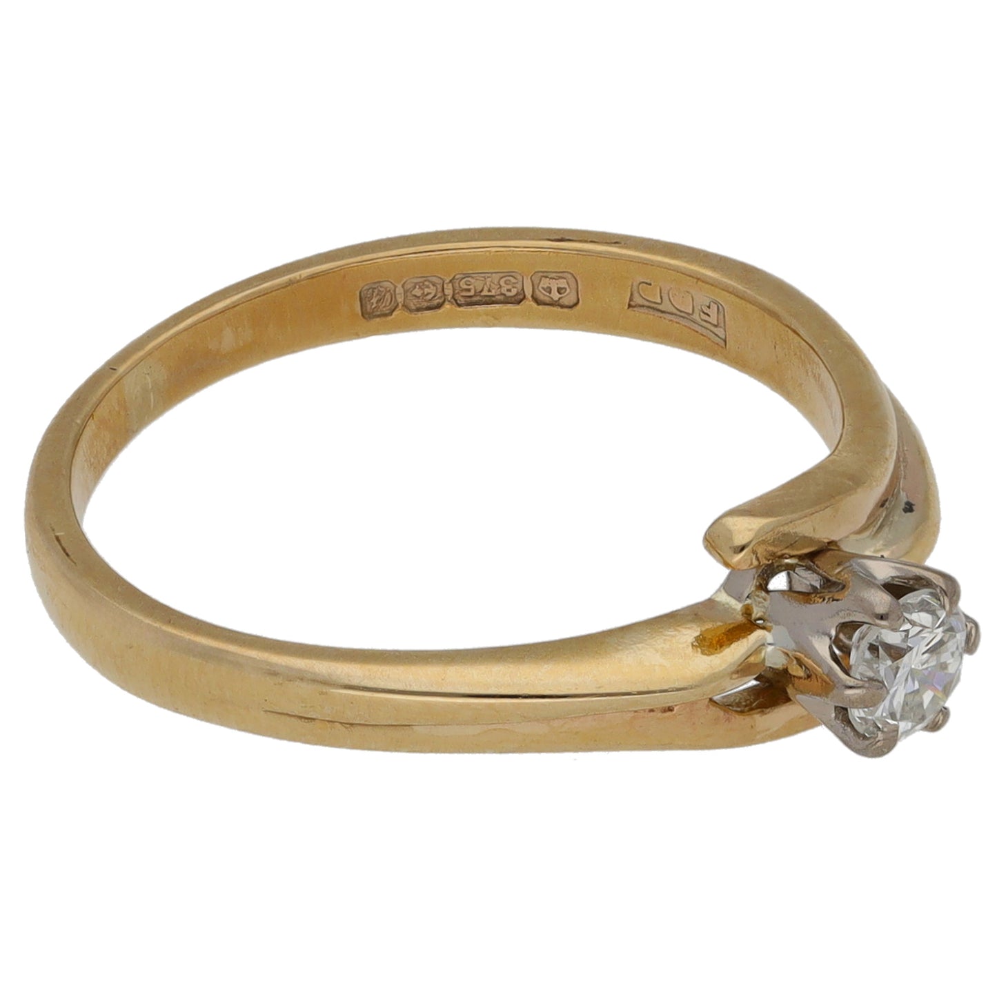9ct Gold 0.15ct Diamond Solitaire Ring Size K