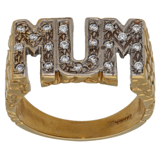 9ct Gold Cubic Zirconia Mum Ring Size V