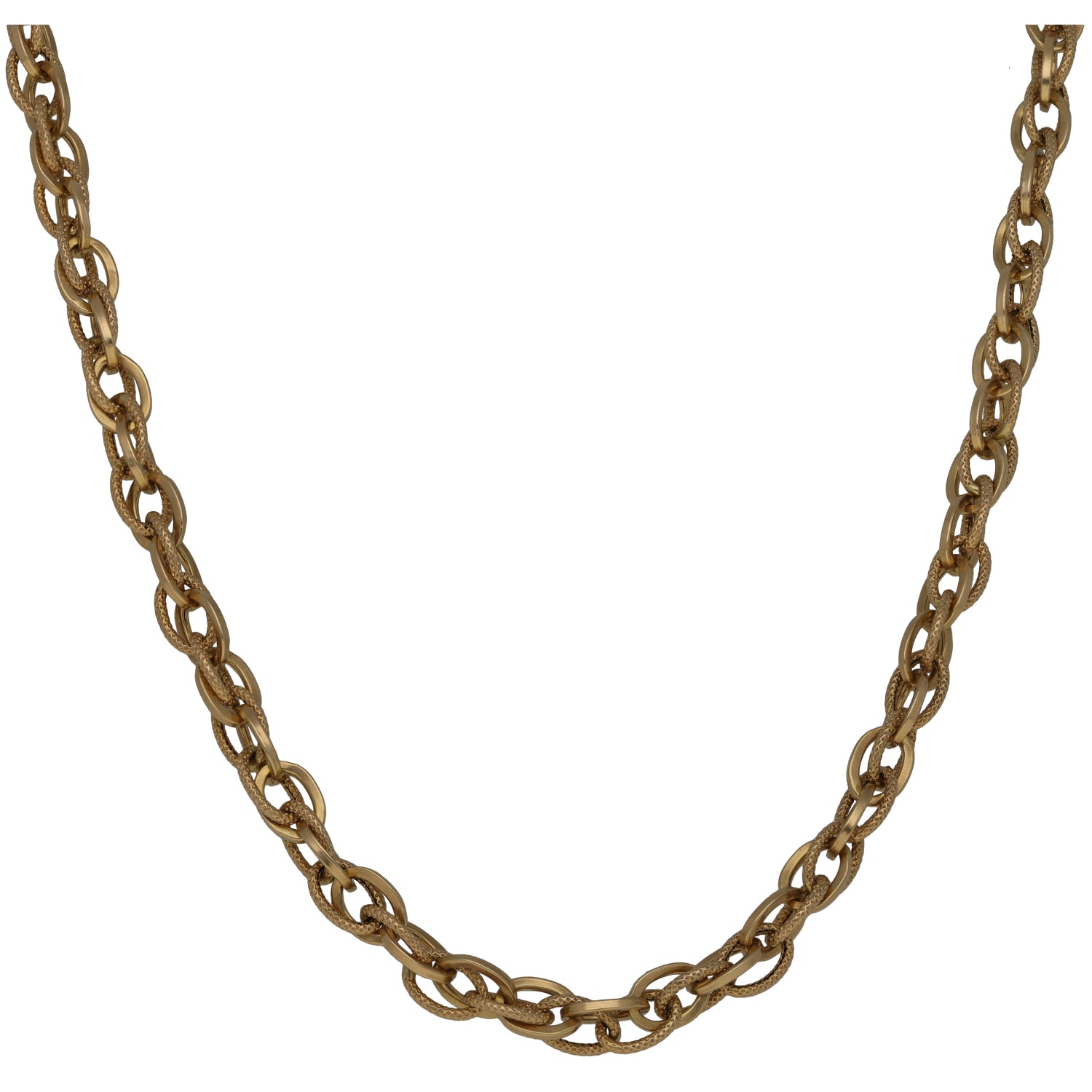 9ct gold fancy chain necklace with interlinked oval links