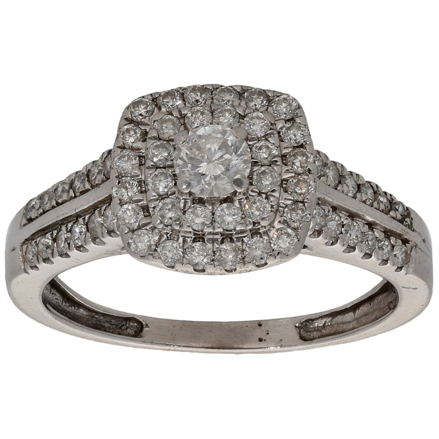18ct White Gold 0.73ct Diamond Cluster Ring Size P