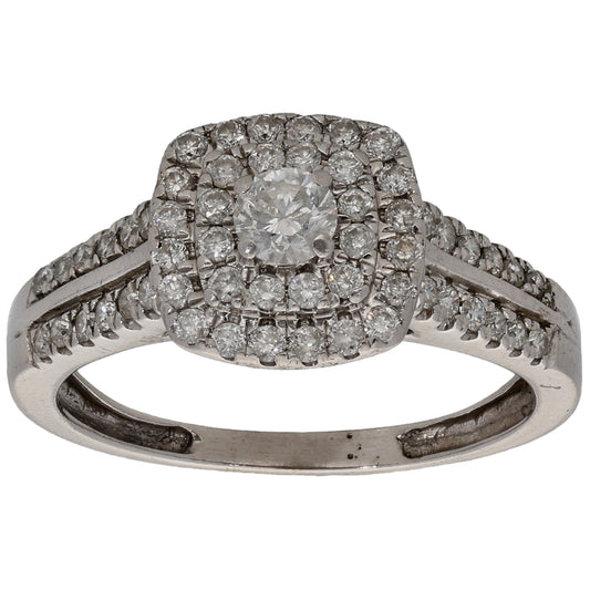 18ct White Gold 0.73ct Diamond Cluster Ring Size P