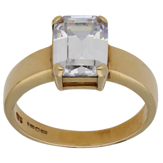 9ct Gold Cubic Zirconia Single Stone Ring Size N