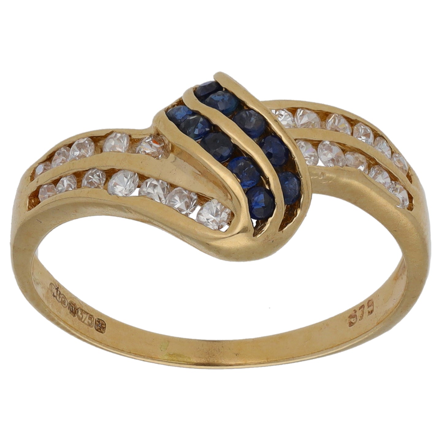9ct Gold Sapphire & Cubic Zirconia Dress/Cocktail Ring Size O