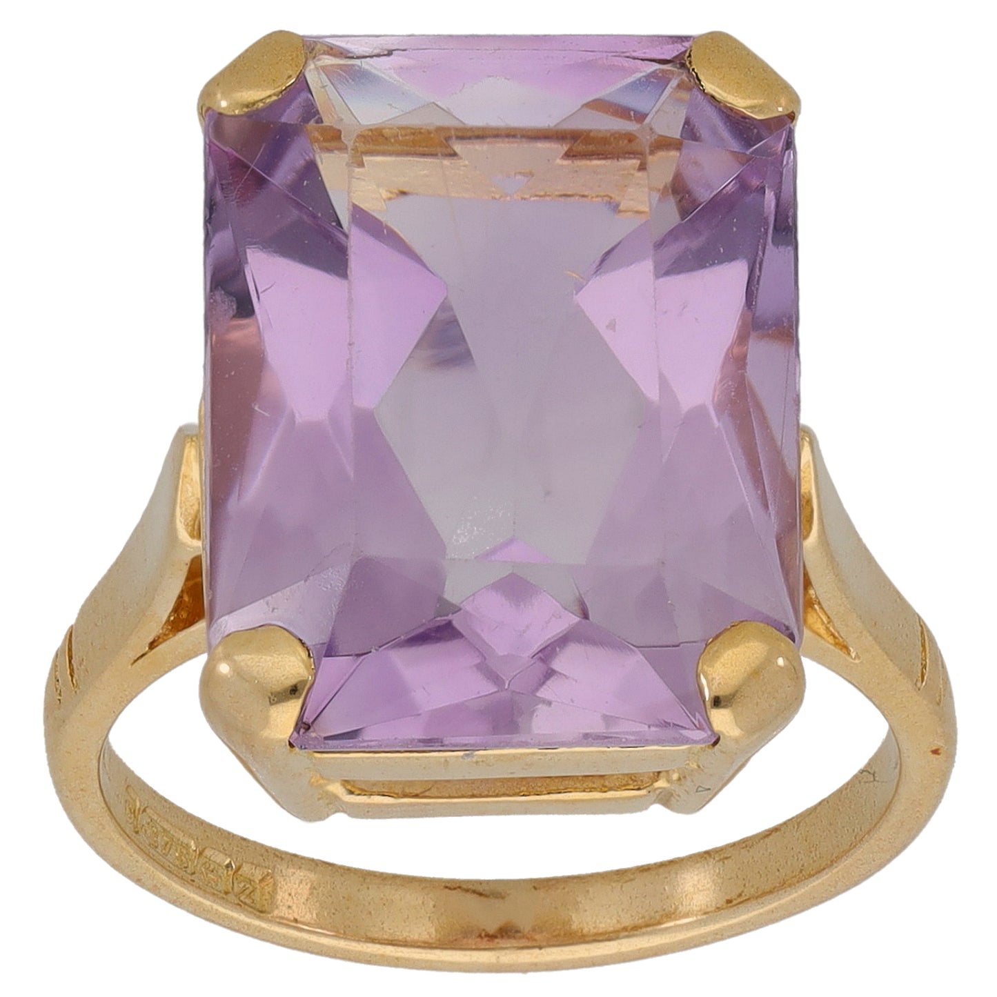 9ct Gold Amethyst Single Stone Ring Size L