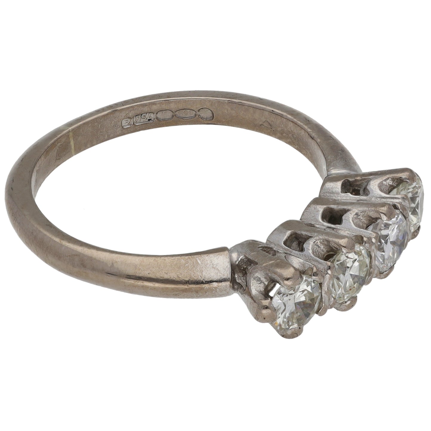 18ct White Gold 0.80ct Diamond Half Eternity Ring Size O