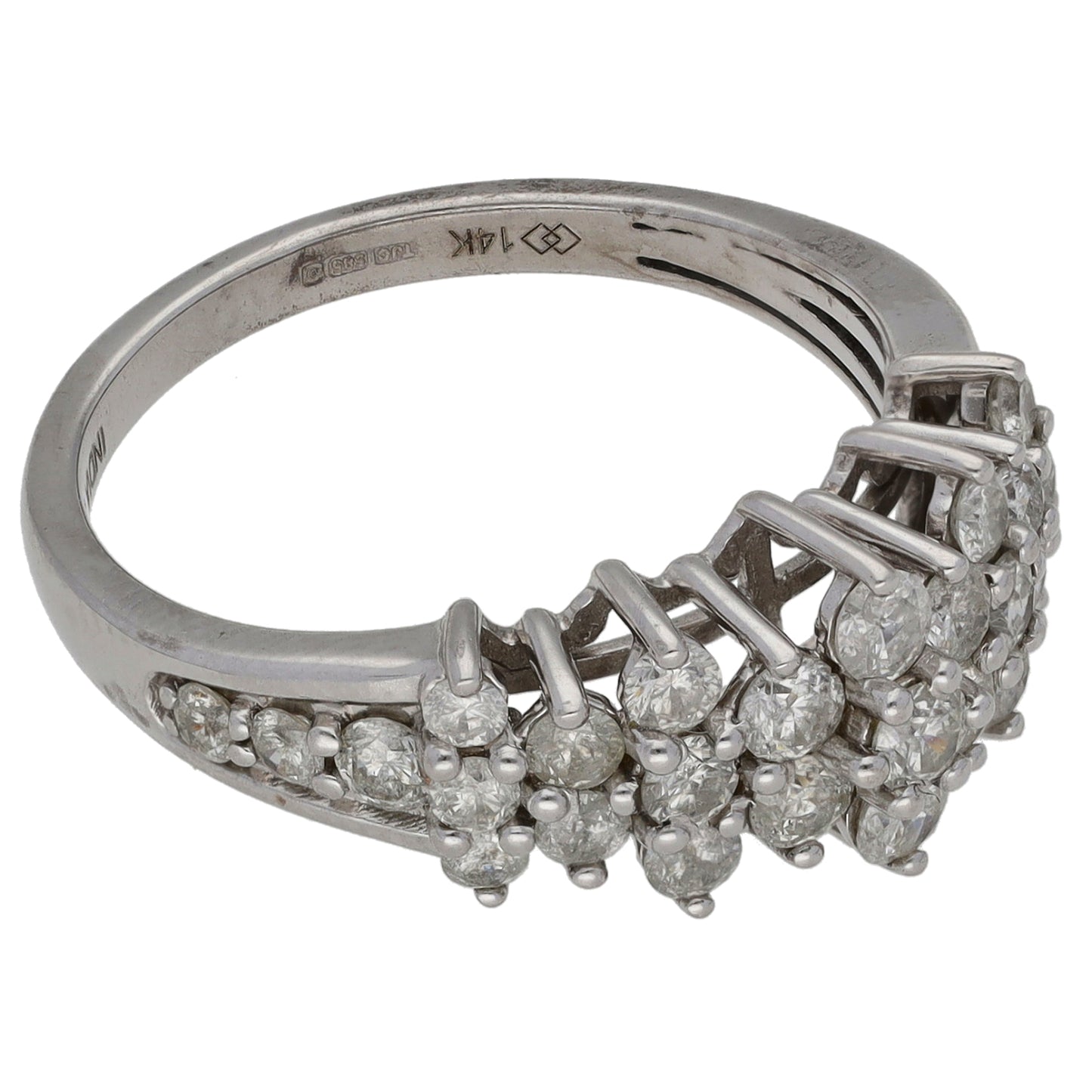 14ct White Gold 1.45ct Diamond Dress/Cocktail Ring Size P
