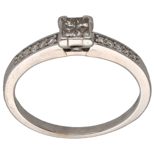 9ct White Gold 0.23ct Diamond Dress/Cocktail Ring Size O