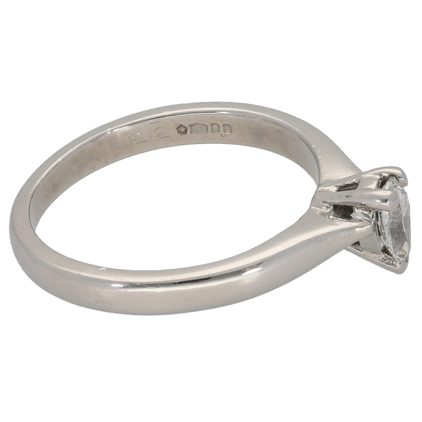 Platinum 0.33ct Diamond Solitaire Ring Size M