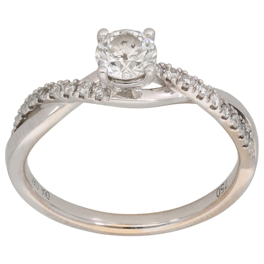 18ct White Gold 0.65ct Diamond Solitaire Ring With Accent Stones Size O