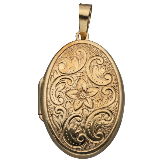 9ct Gold Patterned Locket Pendant