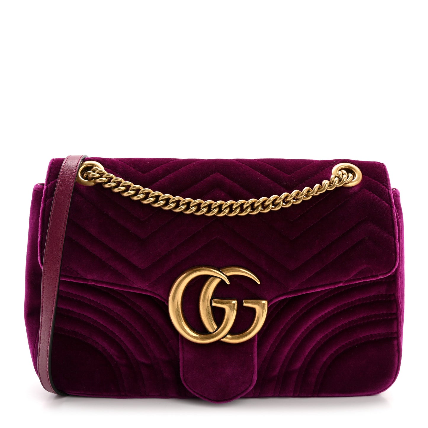 Gucci GG Marmont Velvet Matelasse Shoulder Bag - Fuchsia