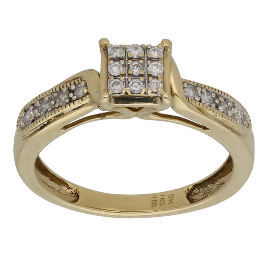 9ct Gold 0.135ct Diamond Dress/Cocktail Ring Size L