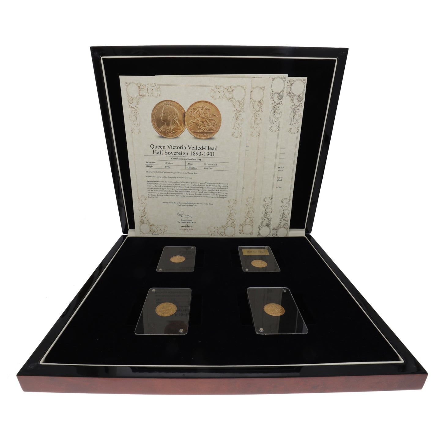 22ct Gold Queen Elizabeth & Queen Victoria Half Sovereigns Coins x4