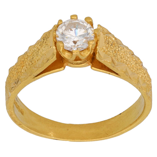22ct Gold Cubic Zirconia Single Stone Ring Size O