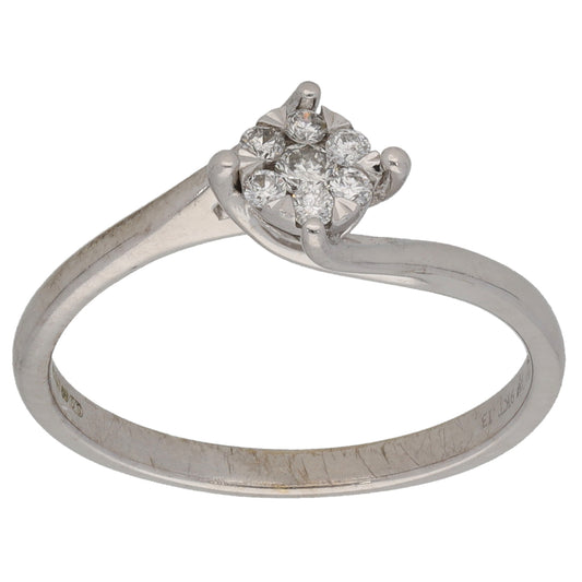 9ct White Gold 0.13ct Diamond Cluster Ring Size M