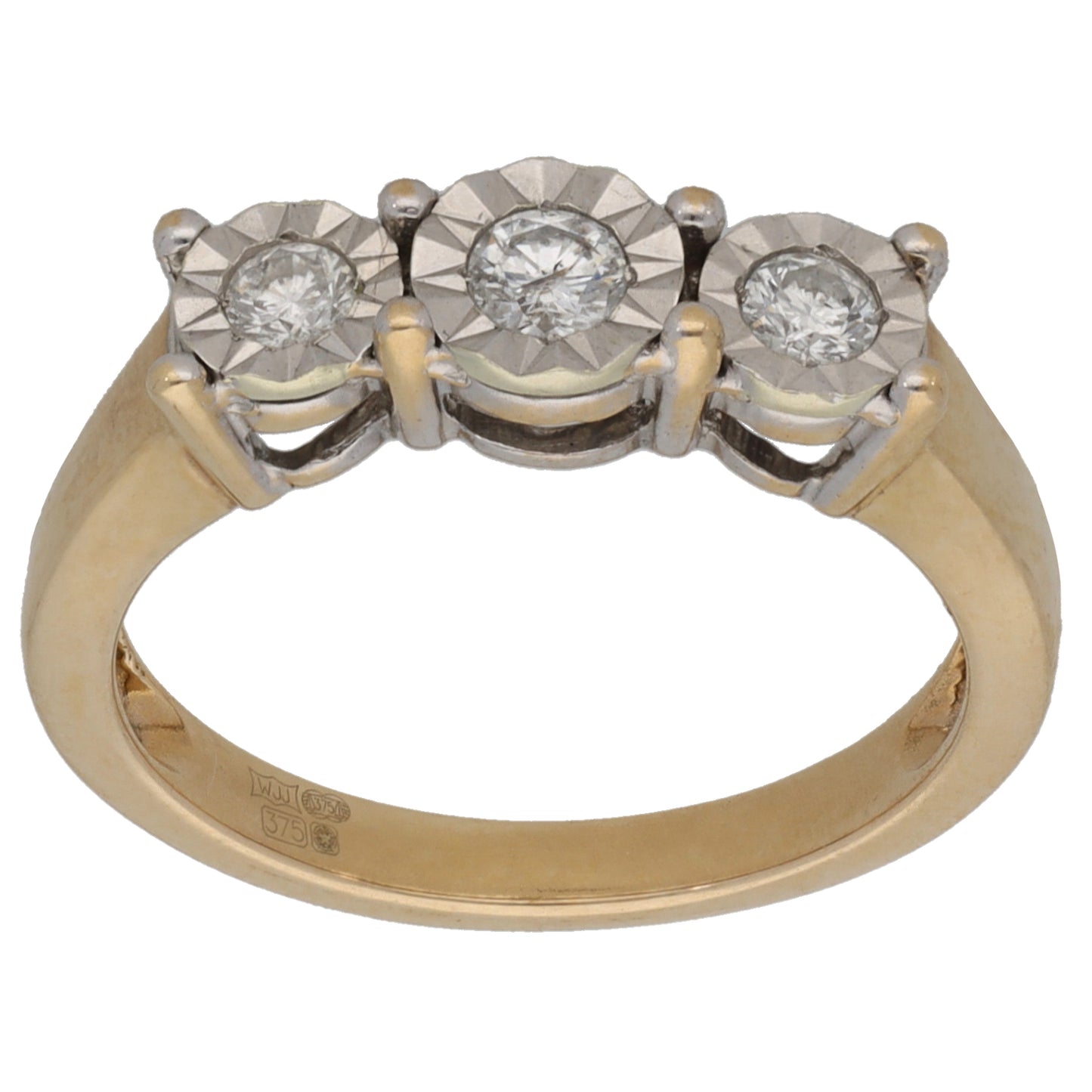 9ct Gold 0.06ct Diamond Trilogy Ring Size M