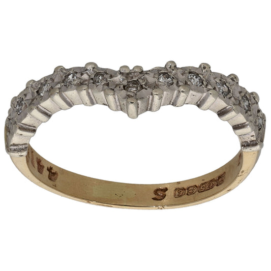 9ct Gold 0.11ct Diamond Wishbone Ring Size M